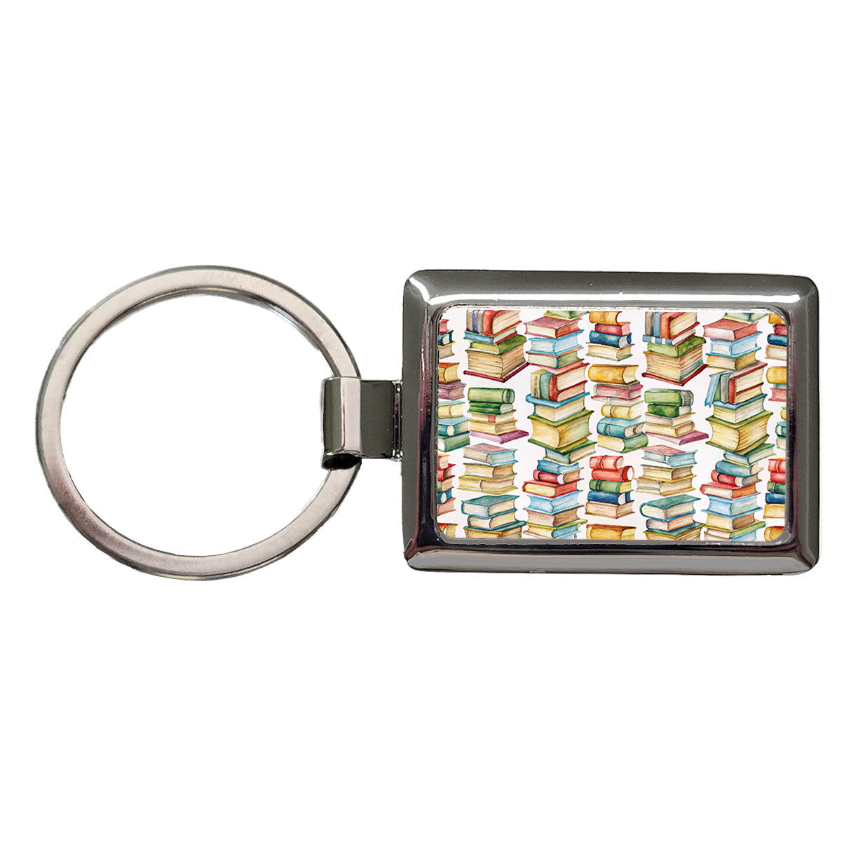 Lots Of Books Library Reading Reader Rectangle Metal Keychain