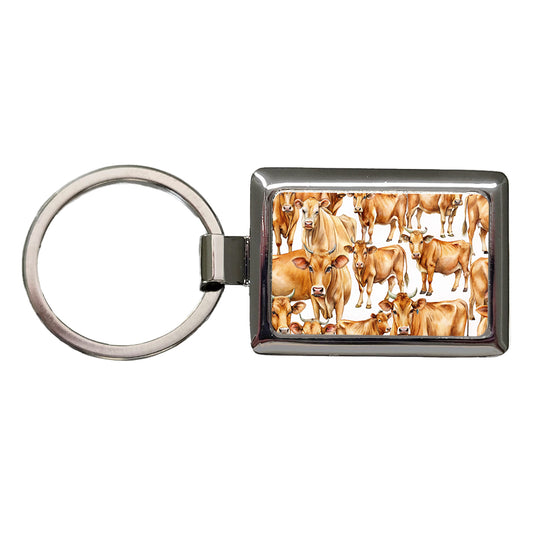 Lots Of Brown Cows Rectangle Metal Keychain
