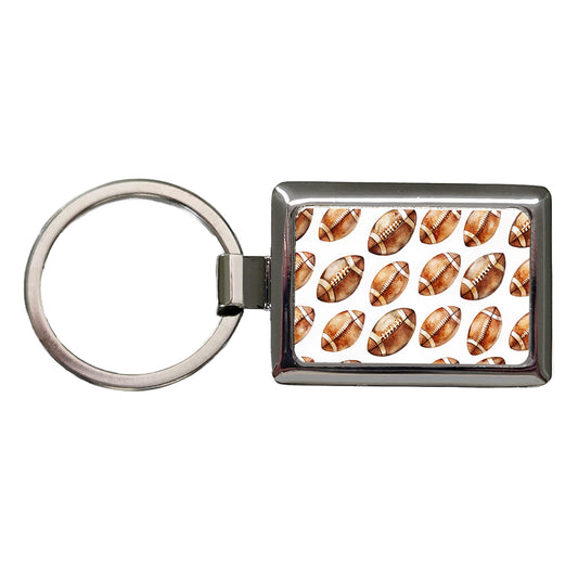 Lots Of Brown Footballs Rectangle Metal Keychain