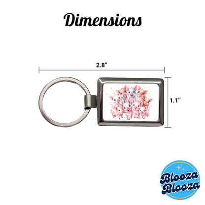 Lots Of Cute Pigs Watercolor Rectangle Metal Keychain