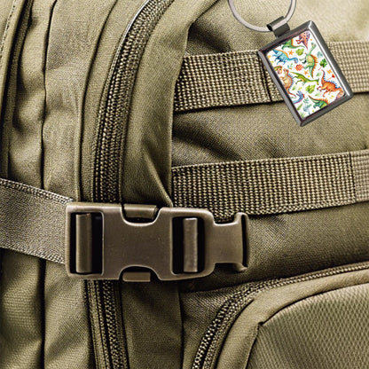 Lots Of Dinosaurs Watercolor Rectangle Metal Keychain