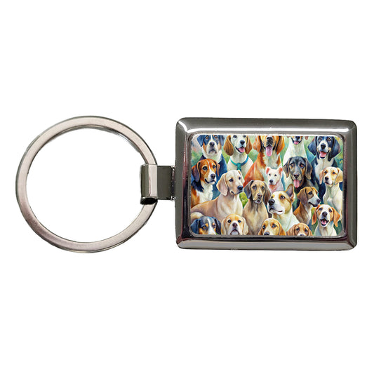 Lots Of Dogs Watercolor Rectangle Metal Keychain