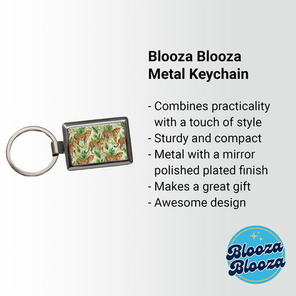 Lots Of Leopards Rectangle Metal Keychain