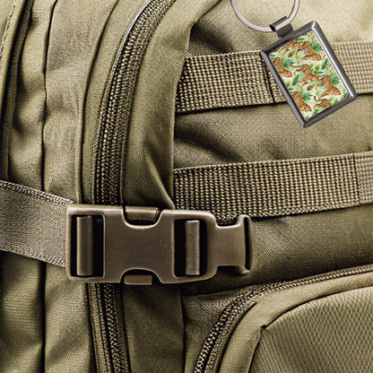 Lots Of Leopards Rectangle Metal Keychain