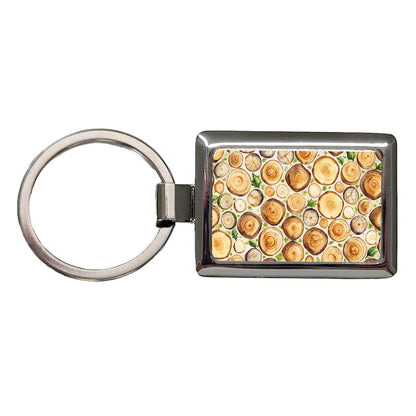 Lots Of Logs Rectangle Metal Keychain