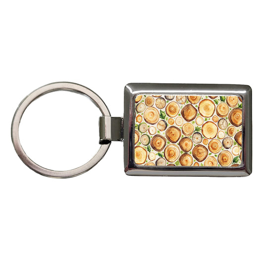Lots Of Logs Rectangle Metal Keychain