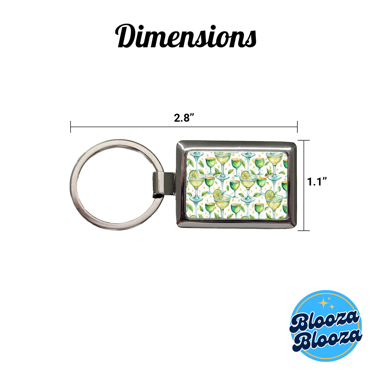Lots Of Margaritas Alcohol Watercolor Rectangle Metal Keychain