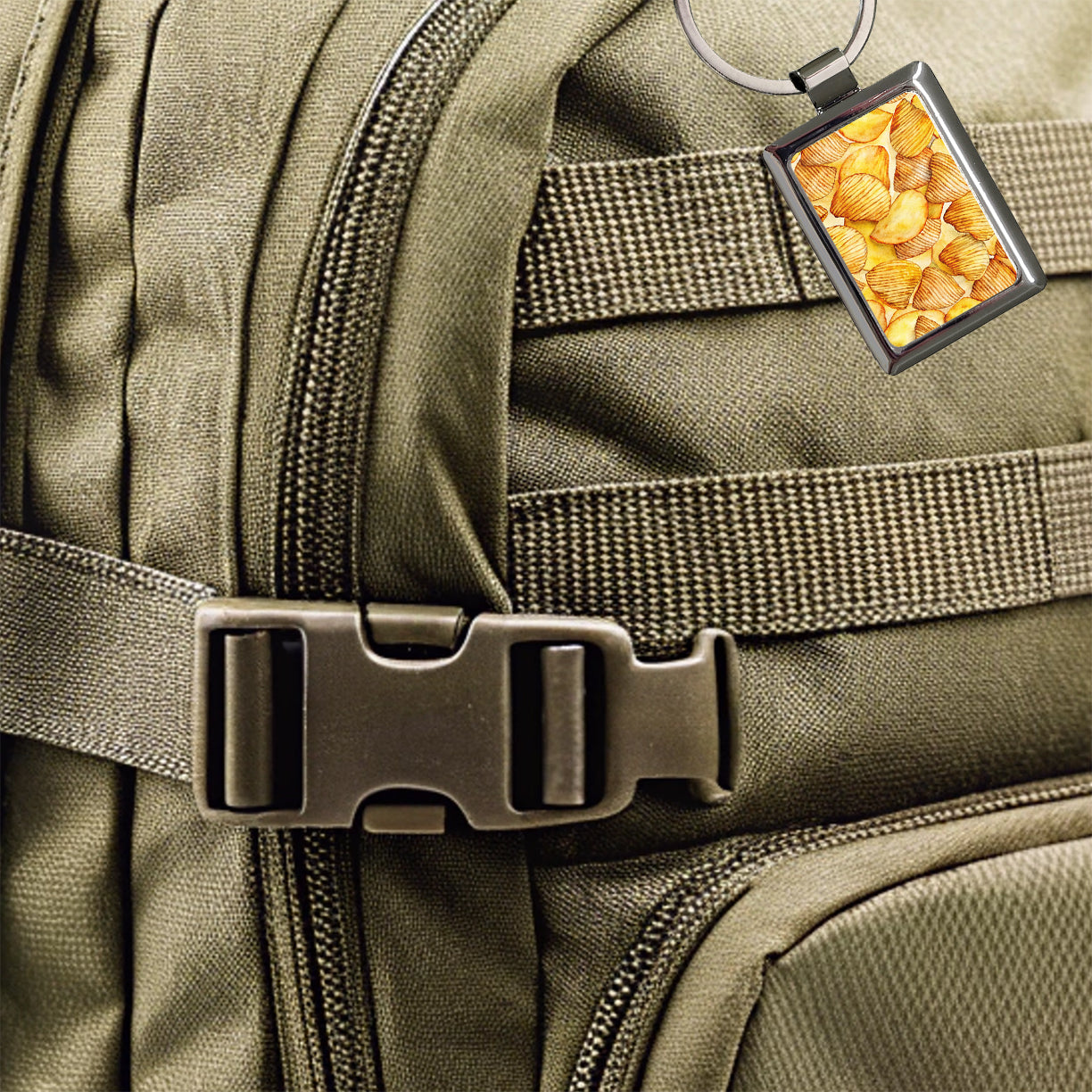 Lots Of Potato Chips Rectangle Metal Keychain