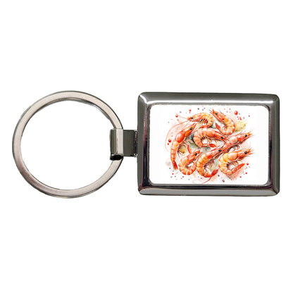 Lots Of Shrimp Rectangle Metal Keychain