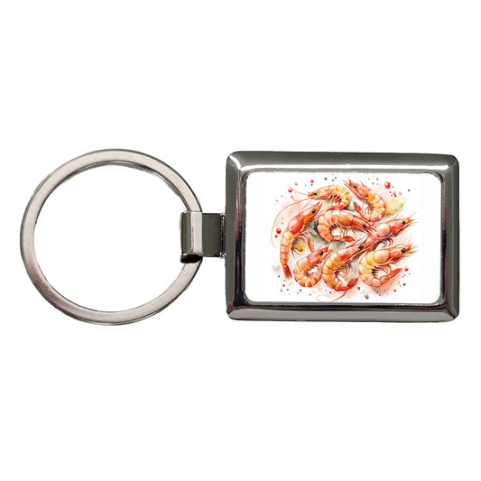 Lots Of Shrimp Rectangle Metal Keychain