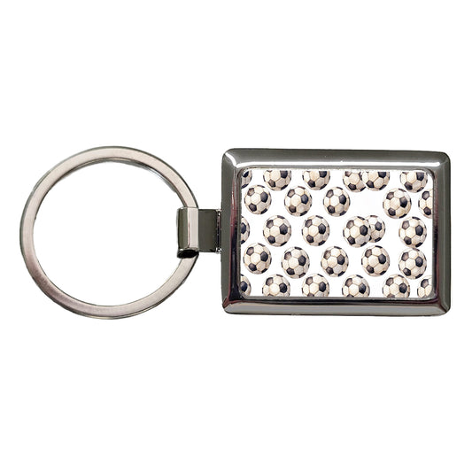 Lots Of Soccer Balls Footballs Rectangle Metal Keychain
