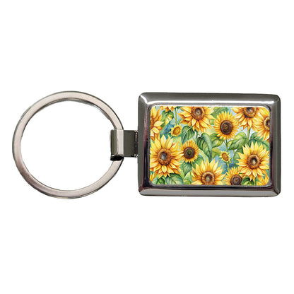 Lots Of Sunflowers Rectangle Metal Keychain