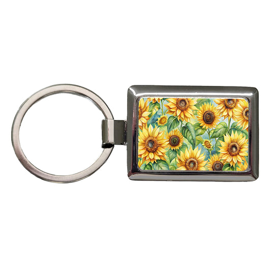 Lots Of Sunflowers Rectangle Metal Keychain