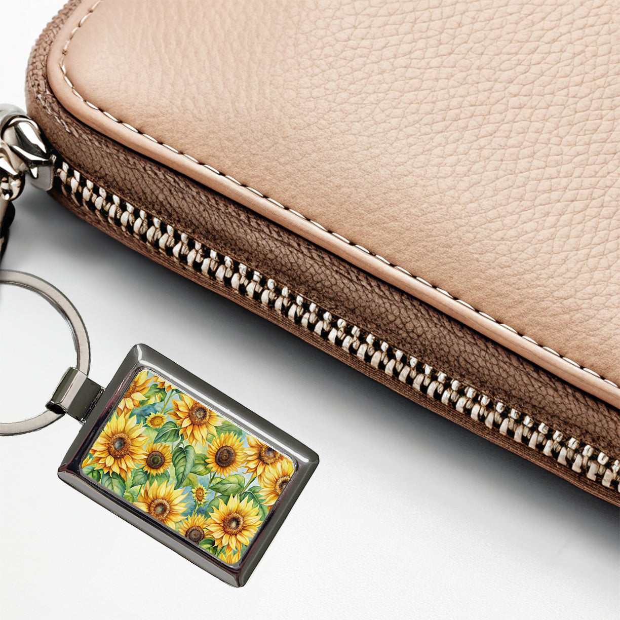 Lots Of Sunflowers Rectangle Metal Keychain