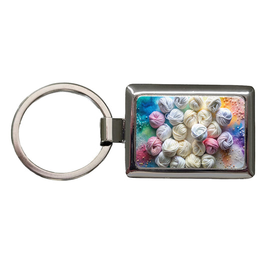 Lots Of Yarn Knitting Crochet Rectangle Metal Keychain