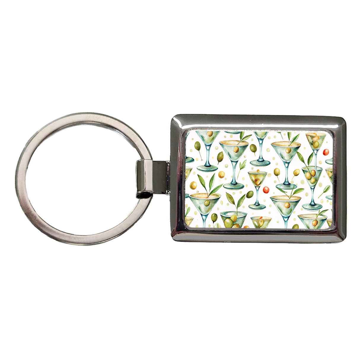Martinis With Olives Alcohol Rectangle Metal Keychain