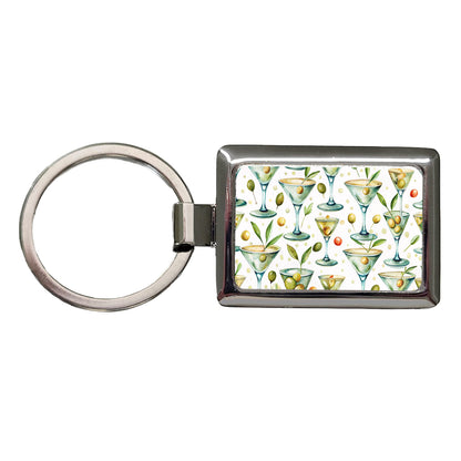 Martinis With Olives Alcohol Rectangle Metal Keychain
