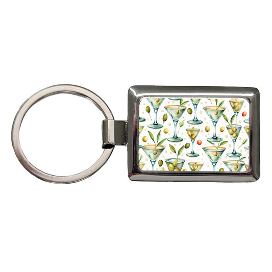 Martinis With Olives Alcohol Rectangle Metal Keychain