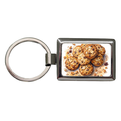 Oatmeal Raisin Cookies Rectangle Metal Keychain