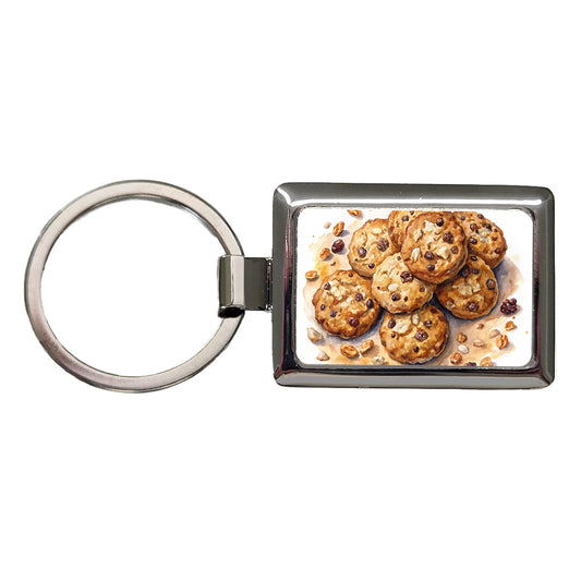 Oatmeal Raisin Cookies Rectangle Metal Keychain