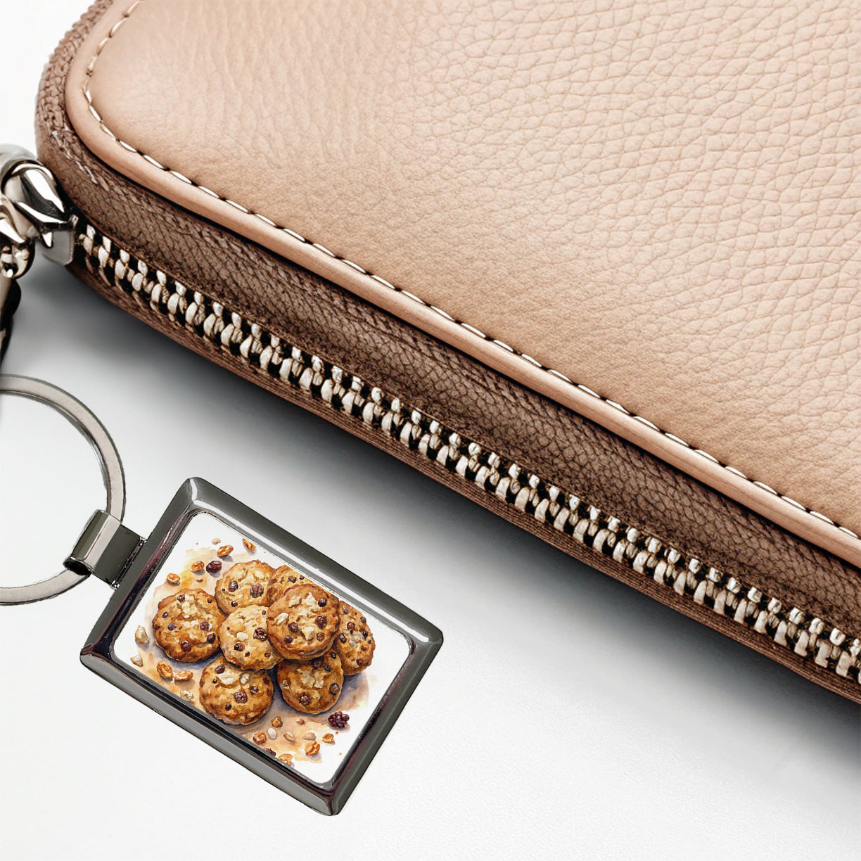 Oatmeal Raisin Cookies Rectangle Metal Keychain