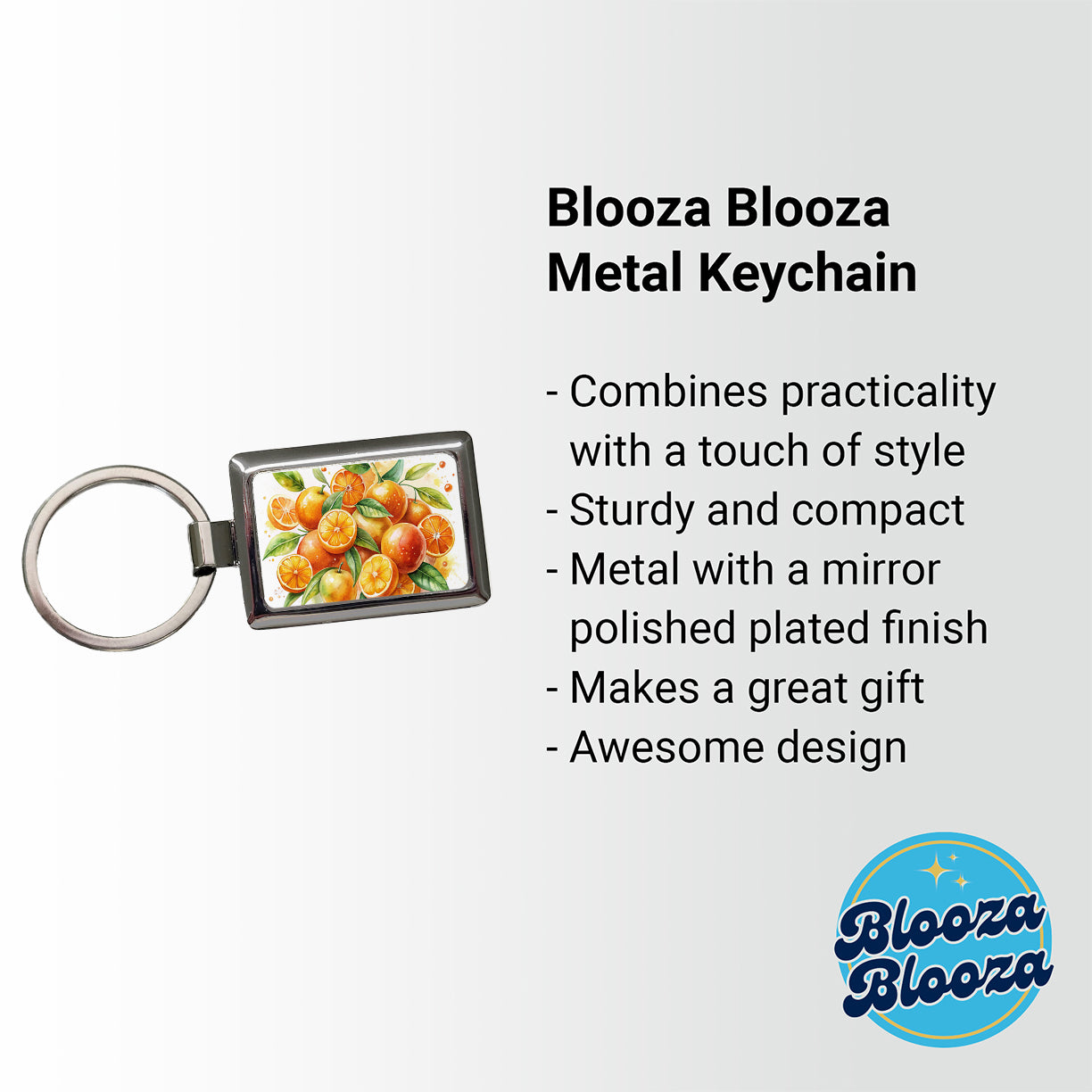 Oranges Fruit Watercolor Rectangle Metal Keychain