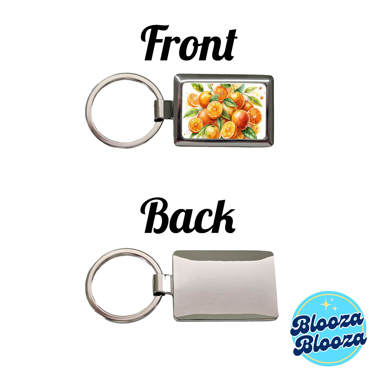 Oranges Fruit Watercolor Rectangle Metal Keychain