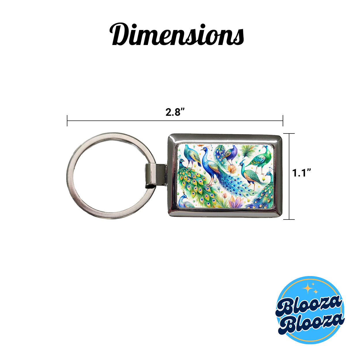 Peacocks Beautiful Birds Watercolor Rectangle Metal Keychain