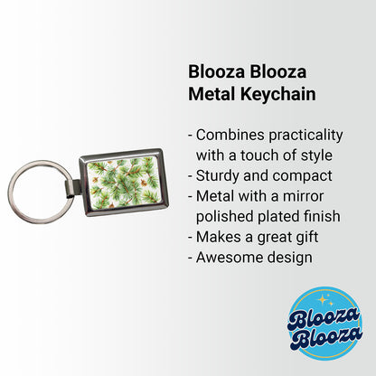 Pine Needles Watercolor Rectangle Metal Keychain