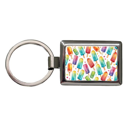 Popsicles Fun Colorful Rectangle Metal Keychain