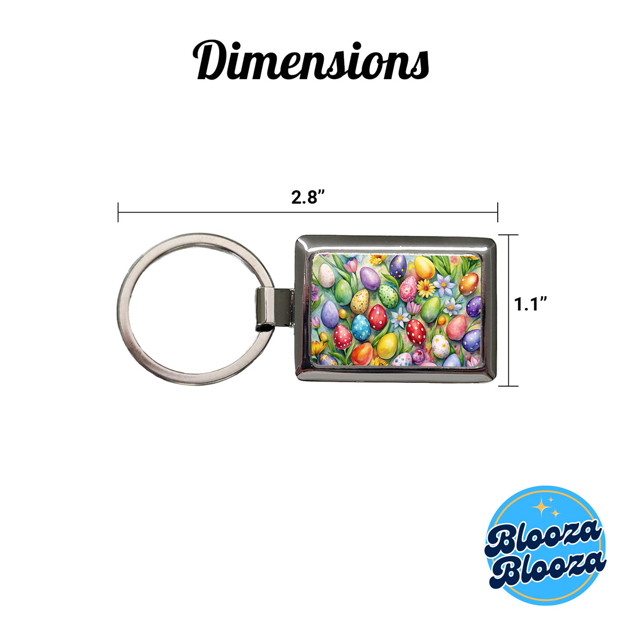 Pretty Easter Eggs Flowers Watercolor Rectangle Metal Keychain