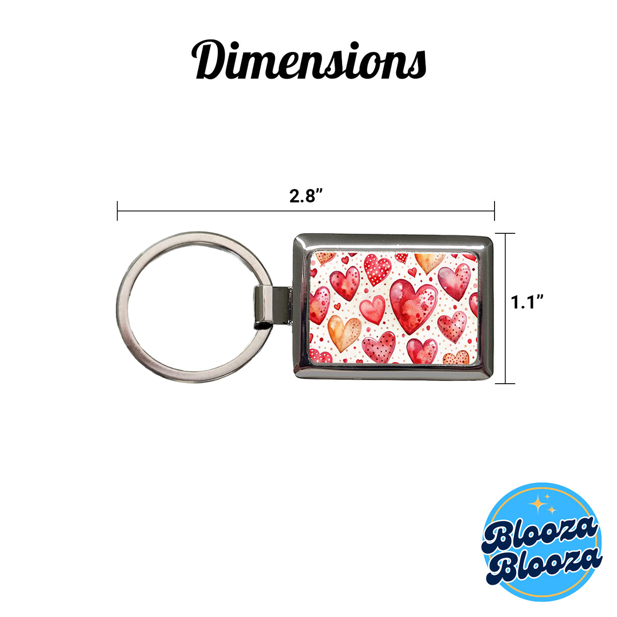 Red Hearts Polka Dots Love Valentine's Day Anniversary Rectangle Metal Keychain