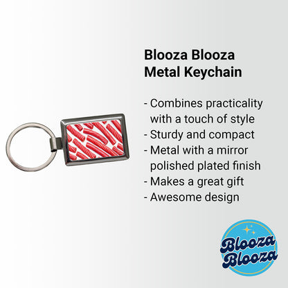 Red Licorice Rectangle Metal Keychain