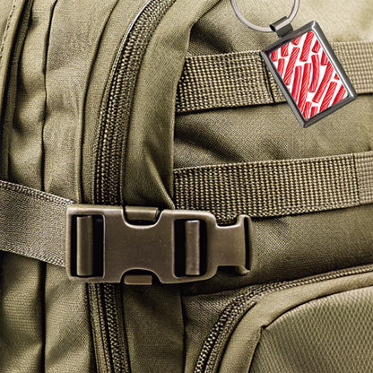 Red Licorice Rectangle Metal Keychain