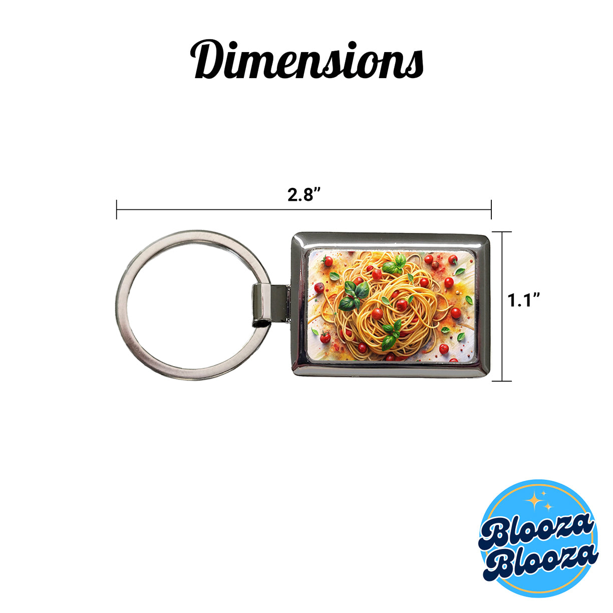 Spaghetti Pasta Italian Food Watercolor Rectangle Metal Keychain