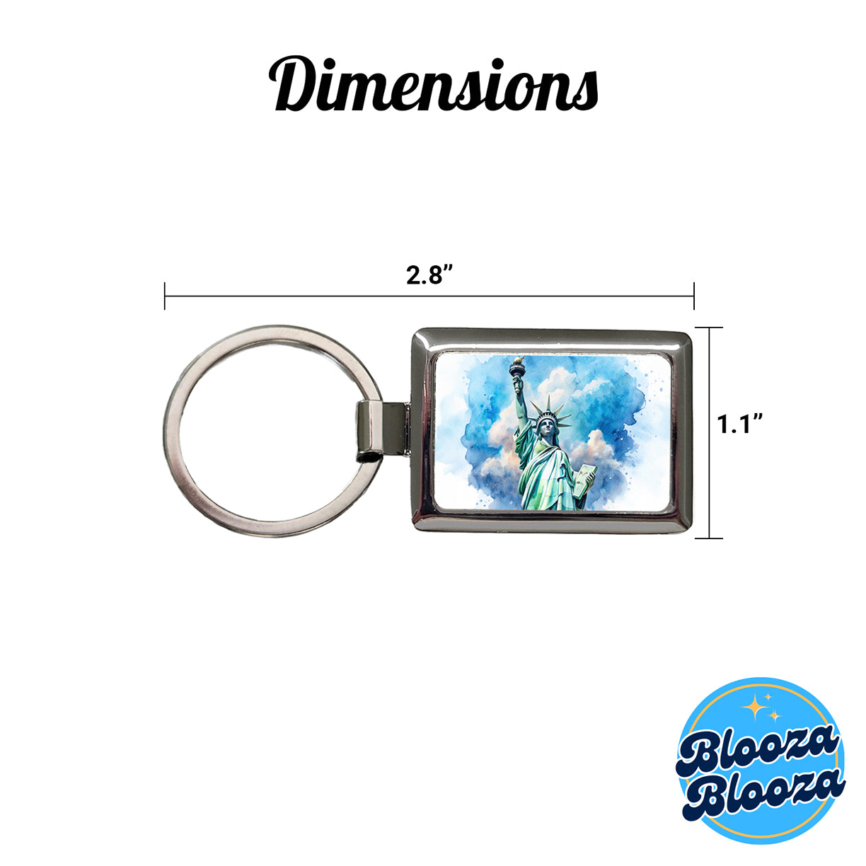 Statue Of Liberty Travel New York Watercolor Rectangle Metal Keychain
