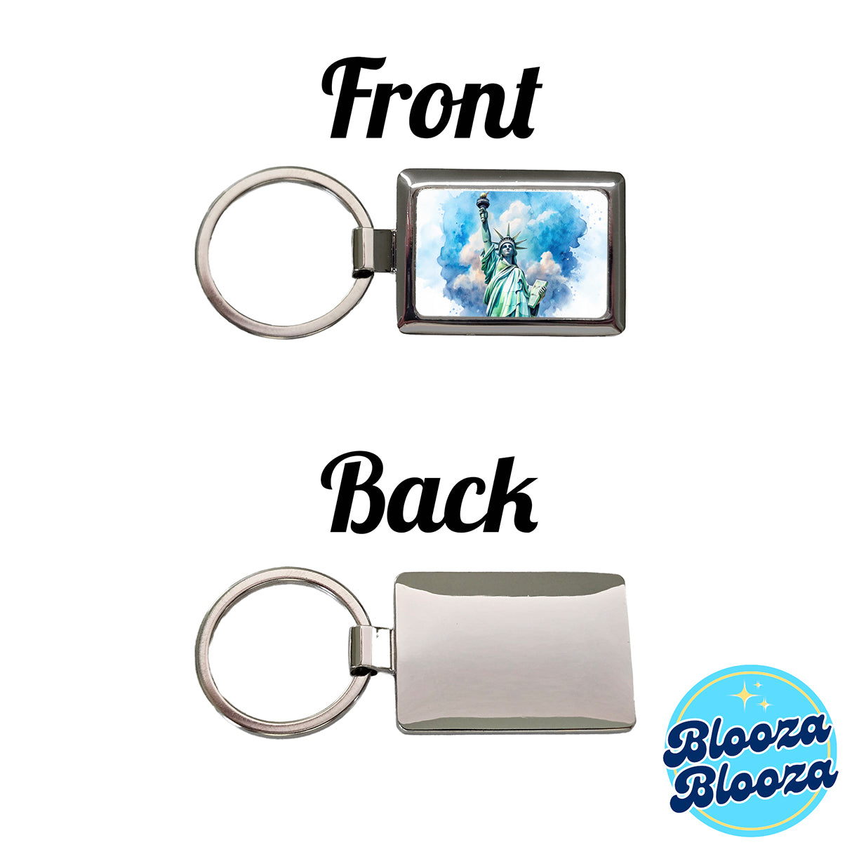Statue Of Liberty Travel New York Watercolor Rectangle Metal Keychain