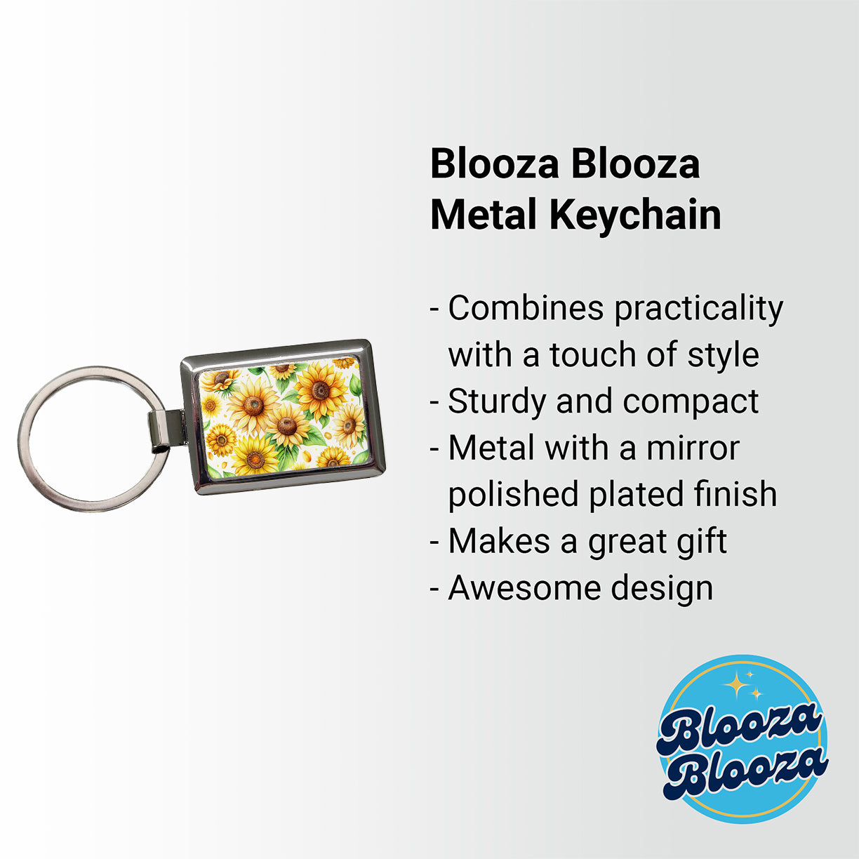 Sunflowers Scattered Watercolor Rectangle Metal Keychain