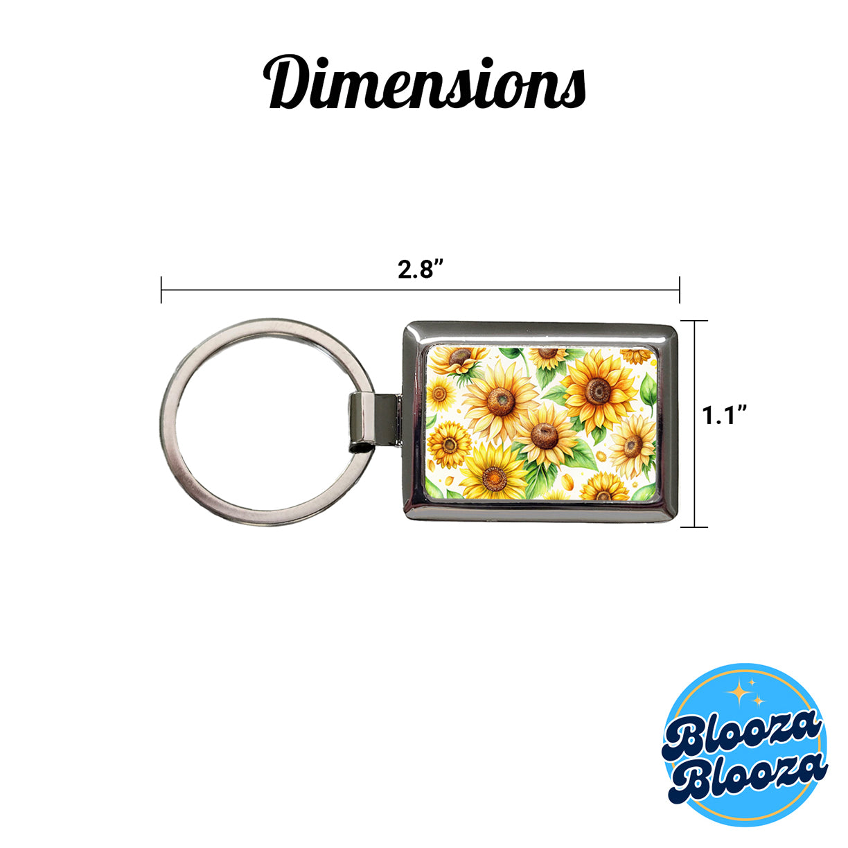 Sunflowers Scattered Watercolor Rectangle Metal Keychain