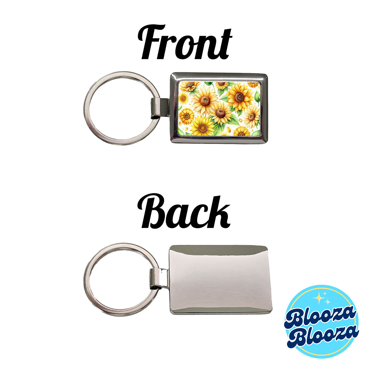 Sunflowers Scattered Watercolor Rectangle Metal Keychain