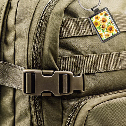 Sunflowers Scattered Watercolor Rectangle Metal Keychain