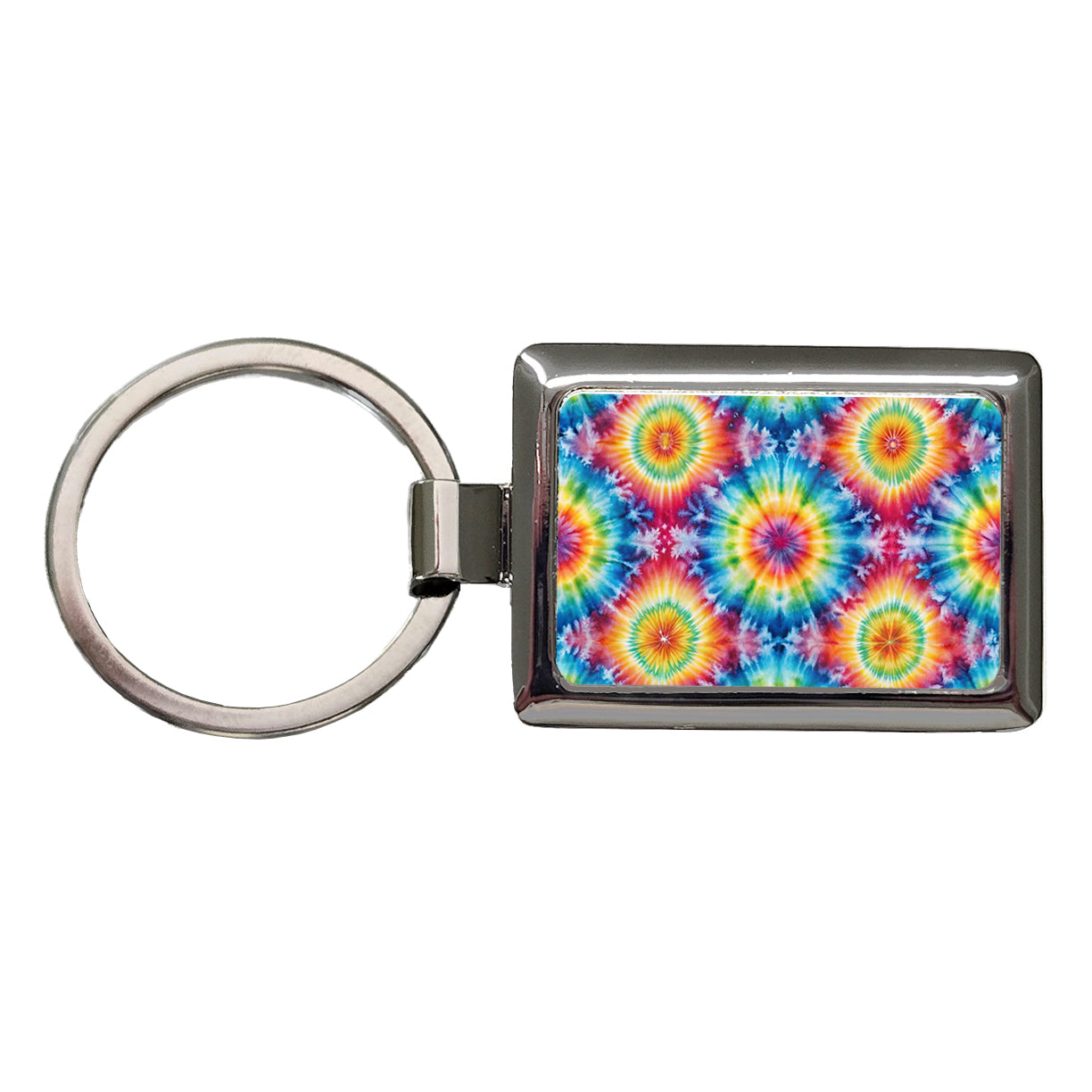 Tie Dye Pattern Fun Watercolor Rectangle Metal Keychain