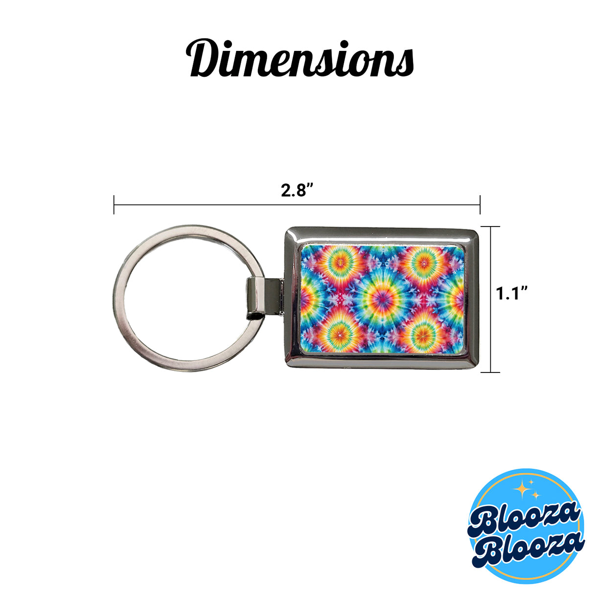 Tie Dye Pattern Fun Watercolor Rectangle Metal Keychain