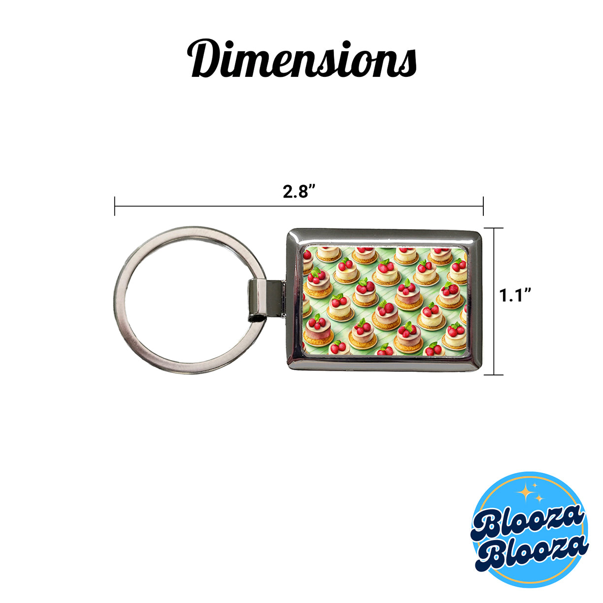 Tiny Cheesecakes On Plates In A Row Rectangle Metal Keychain