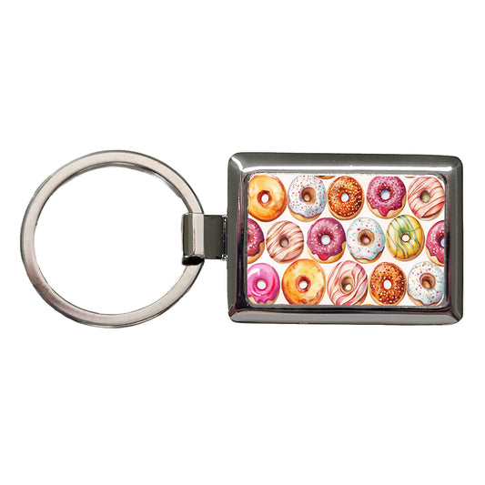 Variety Of Donuts Rectangle Metal Keychain