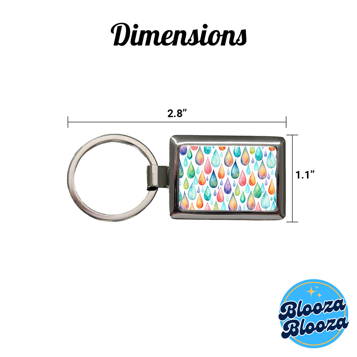 Water Droplets Colorful Watercolor Rectangle Metal Keychain