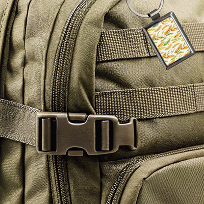 Wheat Watercolor Rectangle Metal Keychain