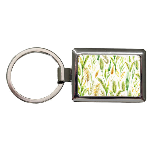 Wild Grasses Rectangle Metal Keychain