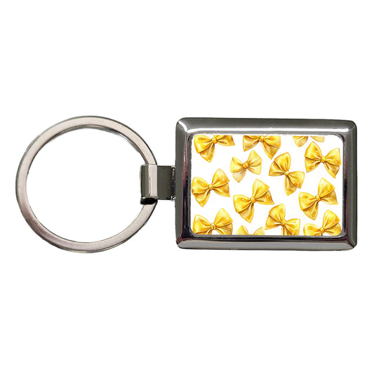 Yellow Coquette Bows Watercolor Rectangle Metal Keychain