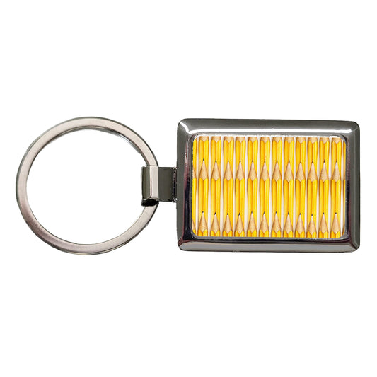 Yellow Pencils Teachers Artist Rectangle Metal Keychain
